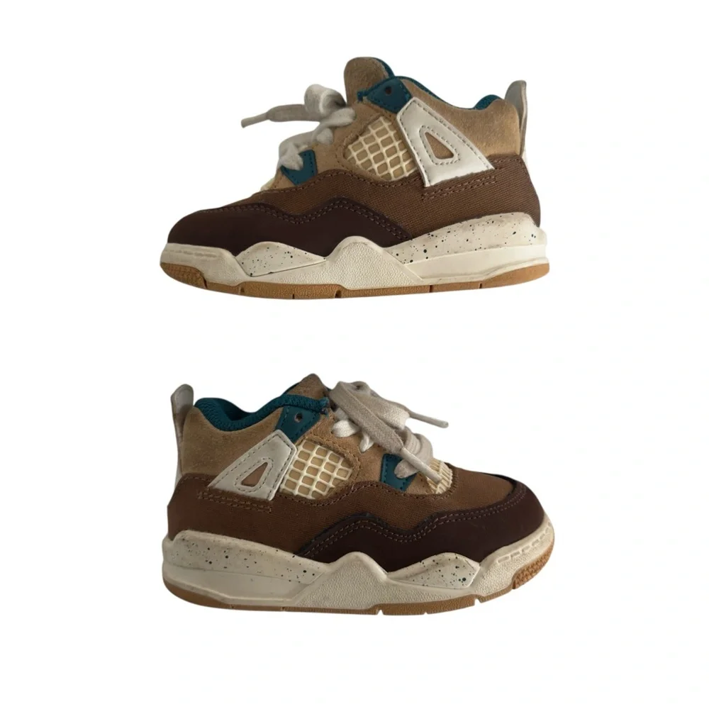 Jordan Toddler Sneakers Size 7C Brown Tan Teal Lace Up Shoes - Picture 3 of 9